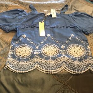 Summer off shoulder jean shirt